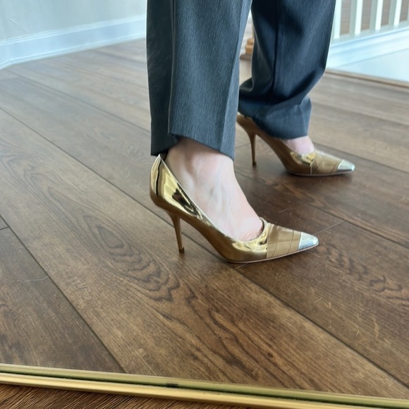 BURBERRY Annalise Specchio Metallic Heels Pumps 39 - Picture 1 of 10